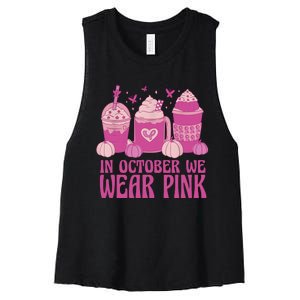 Breast Cancer In October We Wear Pink Women's Racerback Cropped Tank