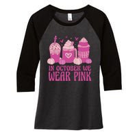 Breast Cancer In October We Wear Pink Women's Tri-Blend 3/4-Sleeve Raglan Shirt