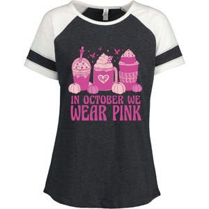 Breast Cancer In October We Wear Pink Enza Ladies Jersey Colorblock Tee