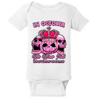 Breast Cancer In October We Wear Pink Pumpkin Skull Baby Bodysuit