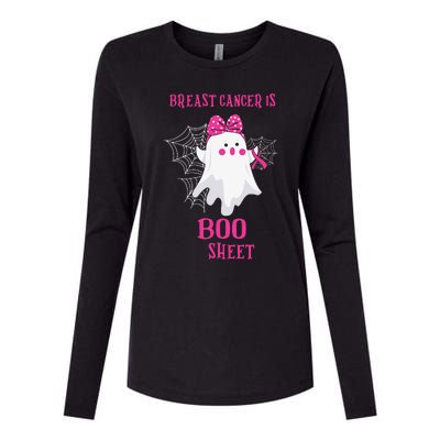 Breast Cancer Is Boo Sheet Halloween Ghost Womens Cotton Relaxed Long Sleeve T-Shirt