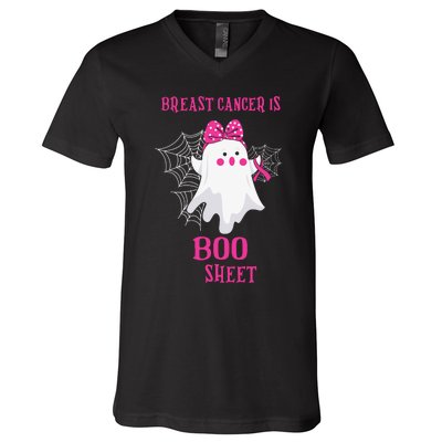 Breast Cancer Is Boo Sheet Halloween Ghost V-Neck T-Shirt