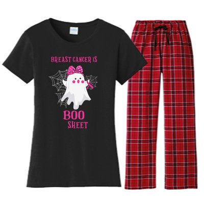 Breast Cancer Is Boo Sheet Halloween Ghost Women's Flannel Pajama Set