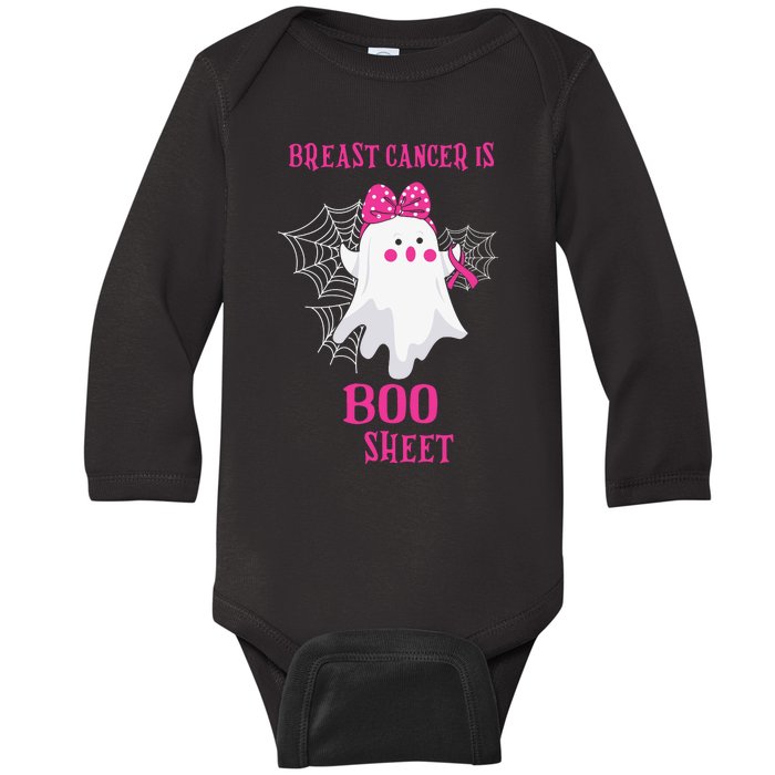 Breast Cancer Is Boo Sheet Halloween Ghost Baby Long Sleeve Bodysuit