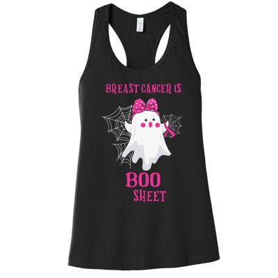 Breast Cancer Is Boo Sheet Halloween Ghost Women's Racerback Tank