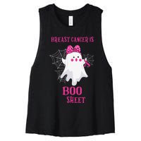 Breast Cancer Is Boo Sheet Halloween Ghost Women's Racerback Cropped Tank