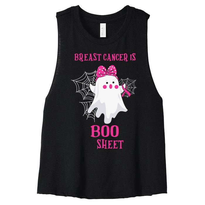 Breast Cancer Is Boo Sheet Halloween Ghost Women's Racerback Cropped Tank