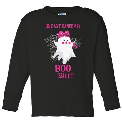 Breast Cancer Is Boo Sheet Halloween Ghost Toddler Long Sleeve Shirt