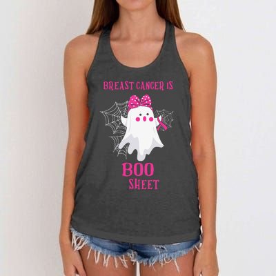 Breast Cancer Is Boo Sheet Halloween Ghost Women's Knotted Racerback Tank