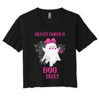 Breast Cancer Is Boo Sheet Halloween Ghost Women's Crop Top Tee