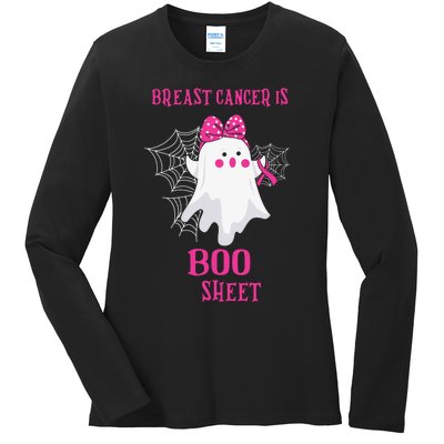 Breast Cancer Is Boo Sheet Halloween Ghost Ladies Long Sleeve Shirt