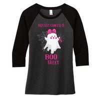 Breast Cancer Is Boo Sheet Halloween Ghost Women's Tri-Blend 3/4-Sleeve Raglan Shirt