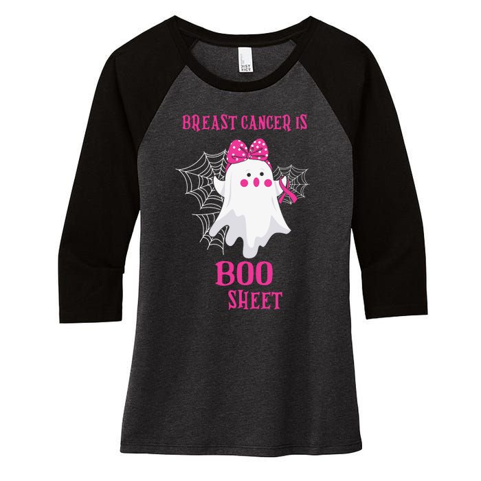 Breast Cancer Is Boo Sheet Halloween Ghost Women's Tri-Blend 3/4-Sleeve Raglan Shirt