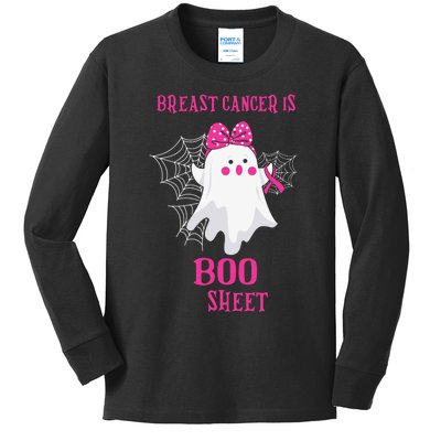 Breast Cancer Is Boo Sheet Halloween Ghost Kids Long Sleeve Shirt