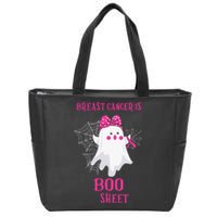 Breast Cancer Is Boo Sheet Halloween Ghost Zip Tote Bag