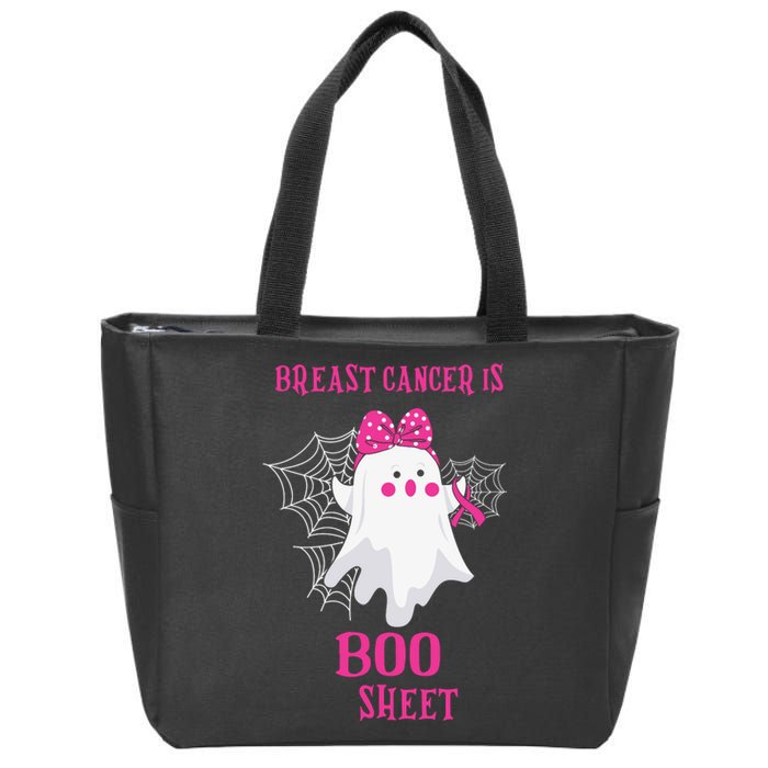 Breast Cancer Is Boo Sheet Halloween Ghost Zip Tote Bag