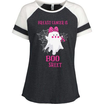 Breast Cancer Is Boo Sheet Halloween Ghost Enza Ladies Jersey Colorblock Tee