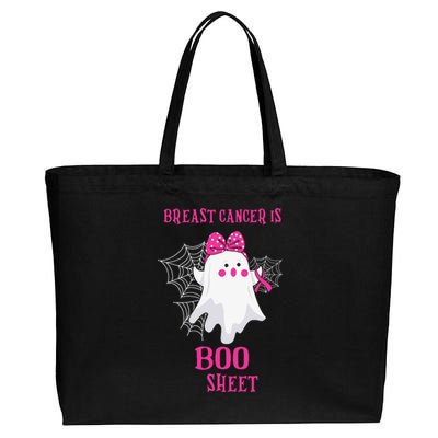 Breast Cancer Is Boo Sheet Halloween Ghost Cotton Canvas Jumbo Tote