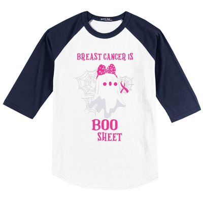 Breast Cancer Is Boo Sheet Halloween Ghost Baseball Sleeve Shirt