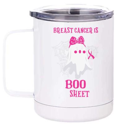 Breast Cancer Is Boo Sheet Halloween Ghost 12 oz Stainless Steel Tumbler Cup