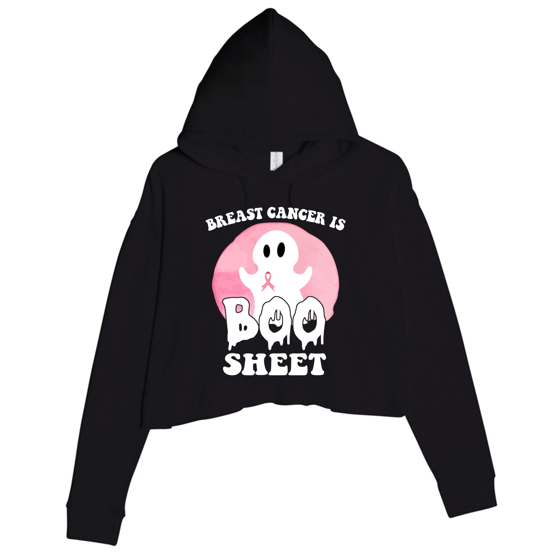 Breast Cancer Is Boo Sheet Funny Ghost Crop Fleece Hoodie