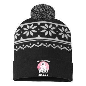 Breast Cancer Is Boo Sheet Funny Ghost USA-Made Snowflake Beanie