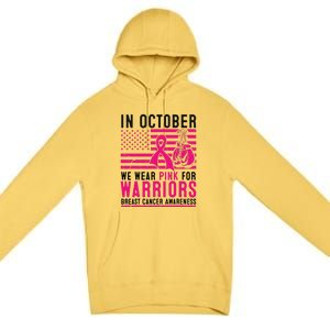 Breast Cancer In October Wear Pink Support Warrior American Flag Awareness Gift Premium Pullover Hoodie