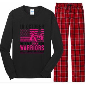 Breast Cancer In October Wear Pink Support Warrior American Flag Awareness Gift Long Sleeve Pajama Set