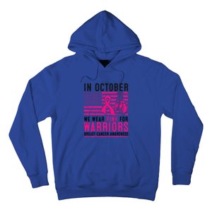 Breast Cancer In October Wear Pink Support Warrior American Flag Awareness Gift Hoodie