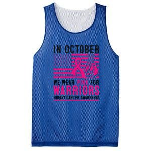 Breast Cancer In October Wear Pink Support Warrior American Flag Awareness Gift Mesh Reversible Basketball Jersey Tank