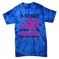 Breast Cancer In October Wear Pink Support Warrior American Flag Awareness Gift Tie-Dye T-Shirt