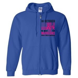 Breast Cancer In October Wear Pink Support Warrior American Flag Awareness Gift Full Zip Hoodie