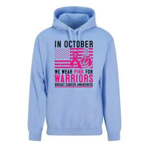 Breast Cancer In October Wear Pink Support Warrior American Flag Awareness Gift Unisex Surf Hoodie