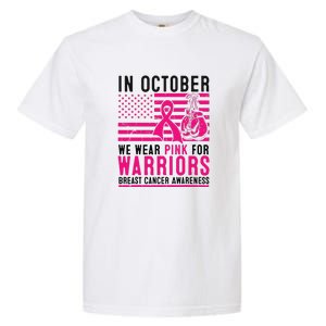 Breast Cancer In October Wear Pink Support Warrior American Flag Awareness Gift Garment-Dyed Heavyweight T-Shirt