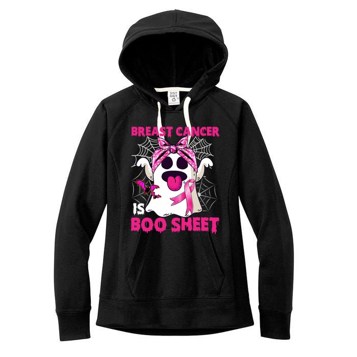 Breast Cancer Is Boo Sheet Halloween Funny Ghost Pink Ribbon Women's Fleece Hoodie