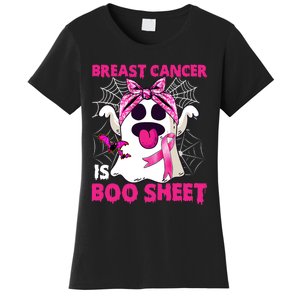 Breast Cancer Is Boo Sheet Halloween Funny Ghost Pink Ribbon Women's T-Shirt