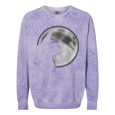 Black Cat In Front Of The Full Moon Colorblast Crewneck Sweatshirt