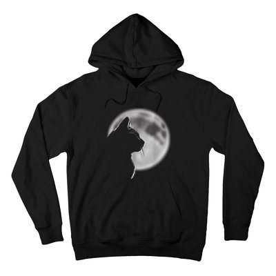 Black Cat In Front Of The Full Moon Hoodie