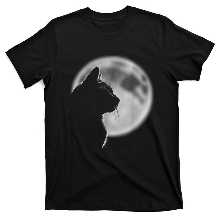 Black Cat In Front Of The Full Moon T-Shirt