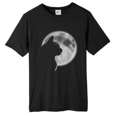 Black Cat In Front Of The Full Moon Tall Fusion ChromaSoft Performance T-Shirt