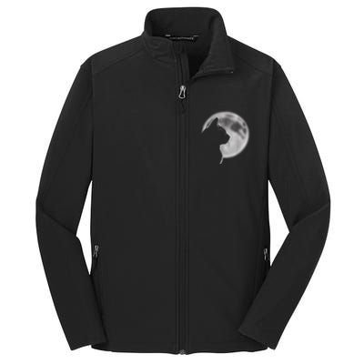 Black Cat In Front Of The Full Moon Core Soft Shell Jacket