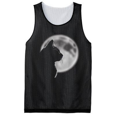 Black Cat In Front Of The Full Moon Mesh Reversible Basketball Jersey Tank