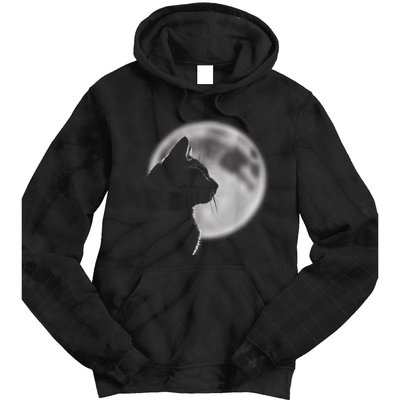 Black Cat In Front Of The Full Moon Tie Dye Hoodie