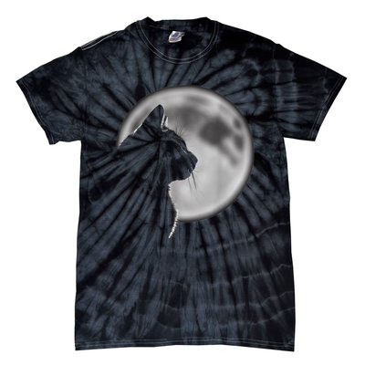 Black Cat In Front Of The Full Moon Tie-Dye T-Shirt