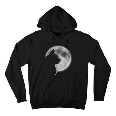 Black Cat In Front Of The Full Moon Tall Hoodie