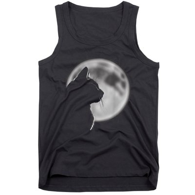 Black Cat In Front Of The Full Moon Tank Top