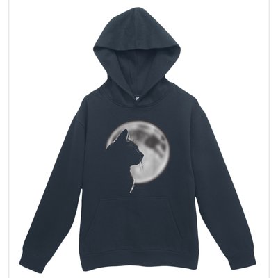 Black Cat In Front Of The Full Moon Urban Pullover Hoodie