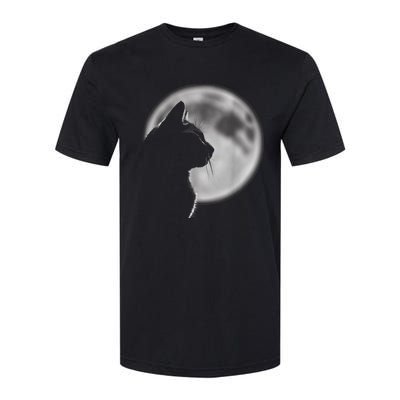 Black Cat In Front Of The Full Moon Softstyle CVC T-Shirt