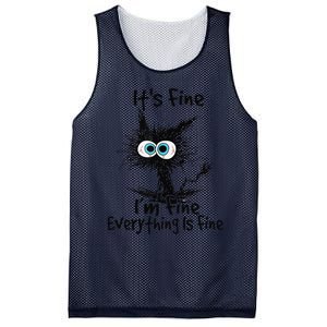 Black Cat Its Fine Im Fine Everything Is Fine Gift Mesh Reversible Basketball Jersey Tank