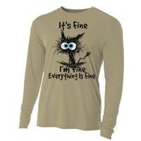 Black Cat Its Fine Im Fine Everything Is Fine Gift Cooling Performance Long Sleeve Crew